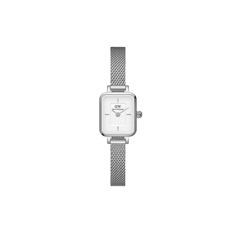 Daniel Wellington QUADRO Series Sugar Cube Watch Quartz Movement Stainless Steel Strap 18.2mm White Dial Women's Watch 30 Meters Waterproof DW00100726