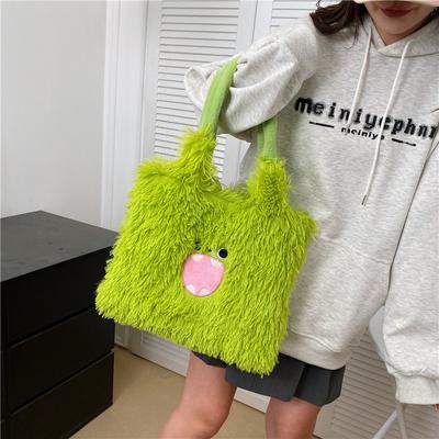 Cute Little Monster Cartoon Plush Bag Versatile Niche Shoulder Bag Girls and Students Large-capacity Handbag Gift