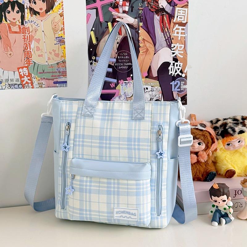 Schoolbag1011 New Plaid Backpack, Student Schoolbag, Women's Large-capacity, Lightweight and Simple, Junior High School Student Shoulder Make-up Bag
