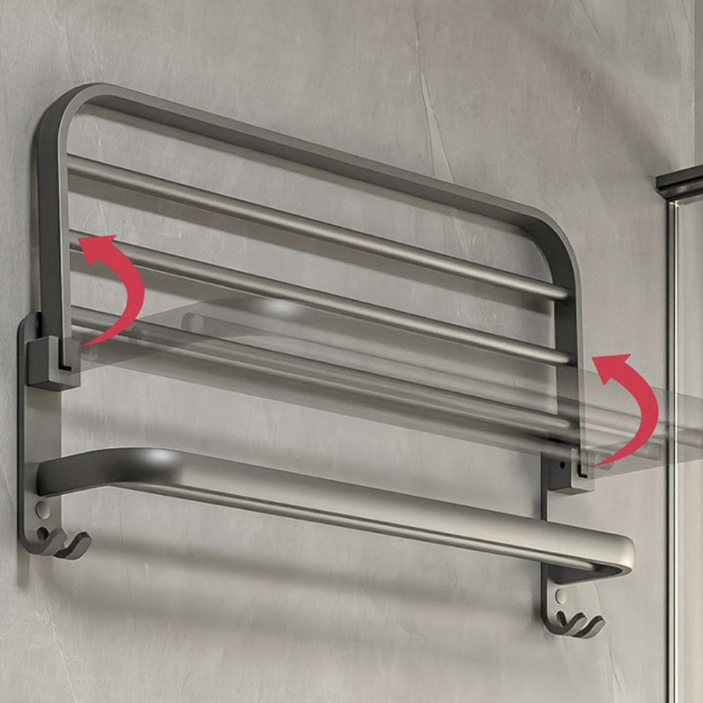 Bathroom Towel Rack No Punching Bathroom Storage Rack Wall-mounted Foldable Bath Towel Storage Rack