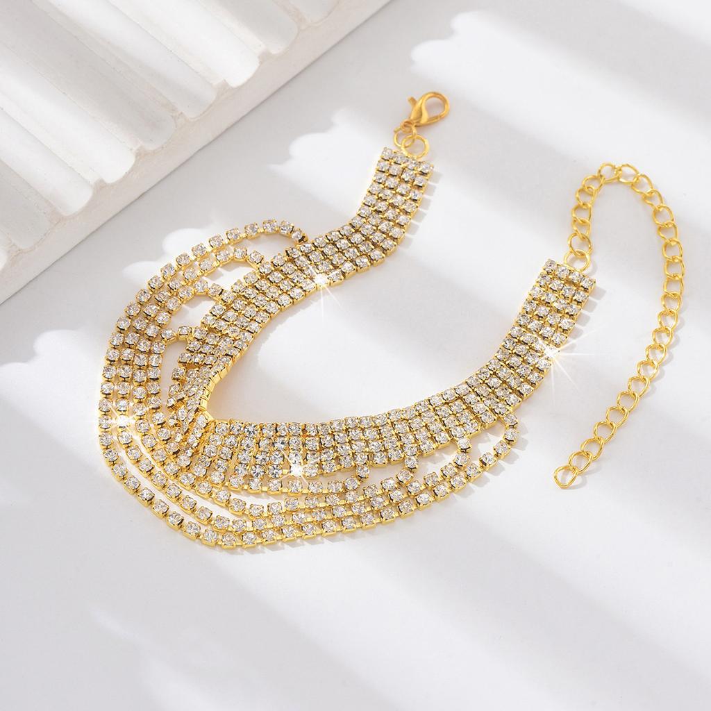 Wielowarstwowa bransoletka na kostkę z frędzlami, wysokie obcasy, akcesoria, moda, seksowna, plażowa bransoletka na kostkę z kryształkami, akcesoria do stóp