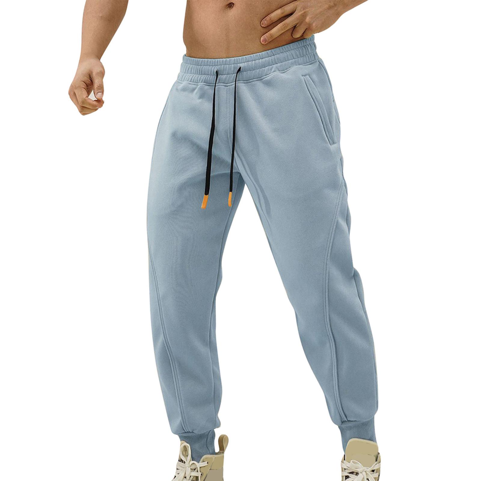

Повседневные спортивные брюки, мужские свободные леггинсы с длинными вставками, тренировочные брюки для бега и фитнеса M светло-синий