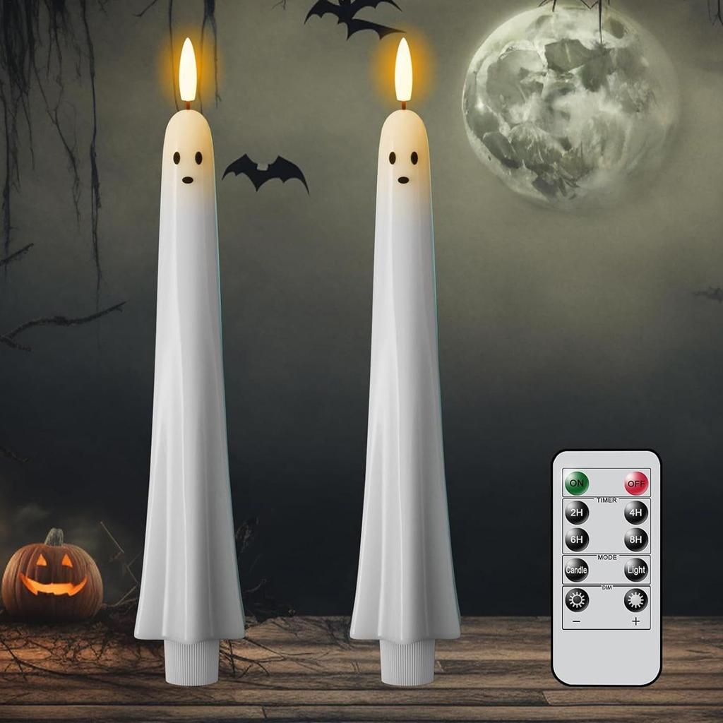 Fake Candles Halloween Ghost LED Candles Flickering Flickering LED Candlesticks Halloween Decor for Dining Party Fireplace