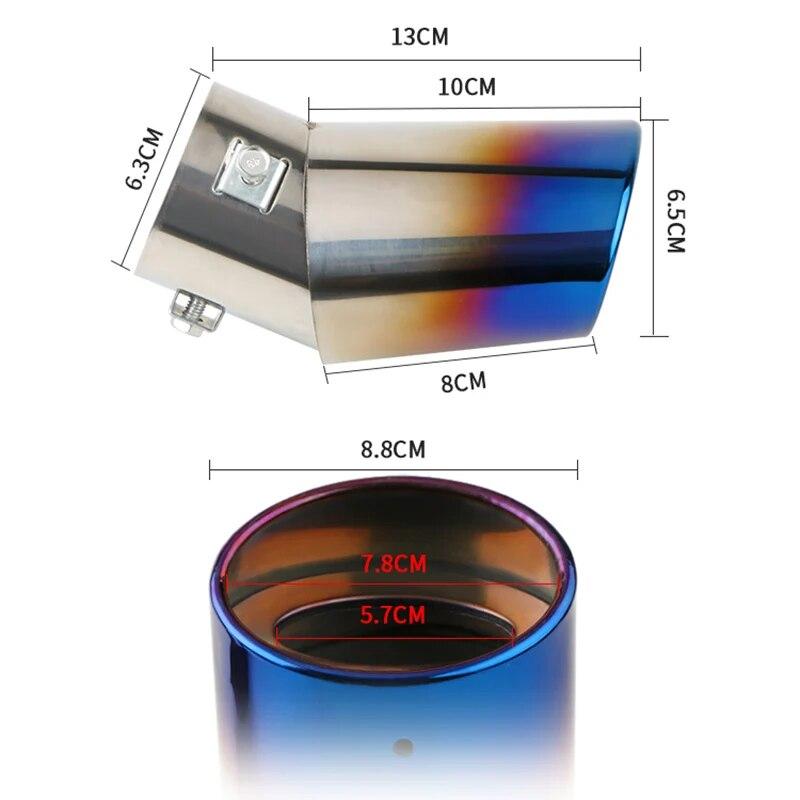 Car Exterior Parts Car Exhaust Muffler Tip Stainless Steel Round Pipe Silver Black Straight Bent Exhaust Tail Muffler Tip Pipe
