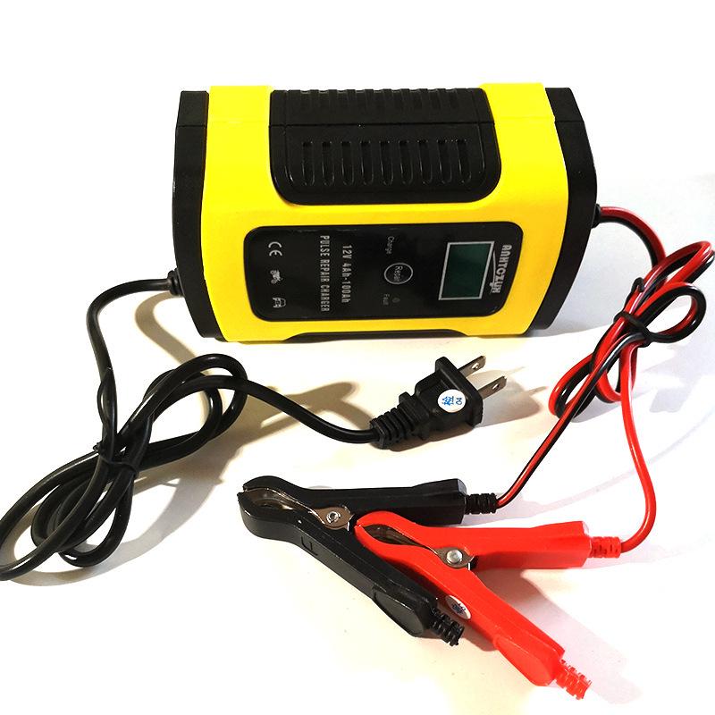 12V 6A Pulse Repair Charger with LCD Display for Motorcycles and Cars