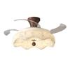 Vintage Song-Style Ceiling Fan Light with Printed Fabric Shade for Bedroom and Dining Room