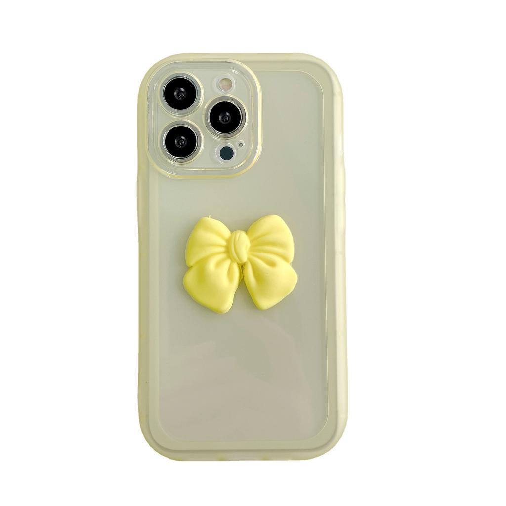 Applicable To Apple 14 Mobile Phone Case Candy Color Bow Simple Iphone12 Couple Transparent Silicone Protective Cover