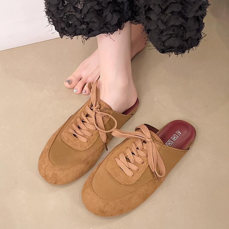 Fashion Female Shoes Slippers Flat Cover Toe Slides Sneaker Women Home 2025 Lace-Up Sneaker Shoes Ladies' Slippers Cover Toe Slipers Wom