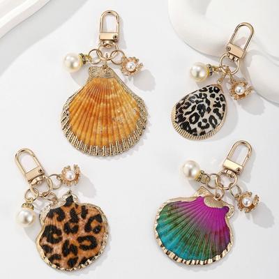 1pc Keyring Pendant Naturally Imitation Pearl Asymmetrical Starfish Shell Bag Accessory Shell Keychain