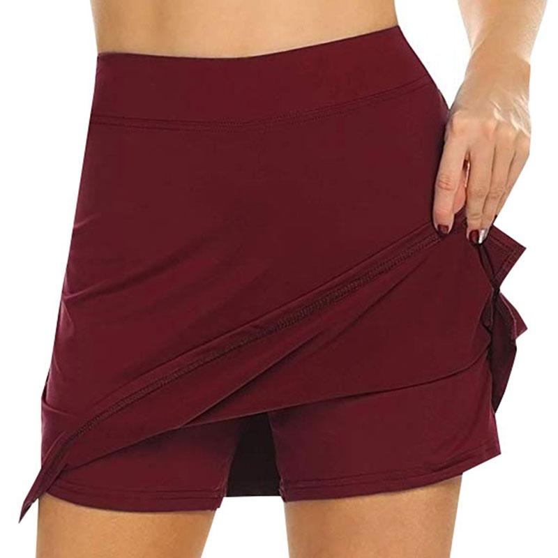 New Ladies Fashion Solid Color Short Skirt with Pockets Running Tennis Golf Gym Sports Training Skirt Shorts Plus Size Sports Shorts Skirt