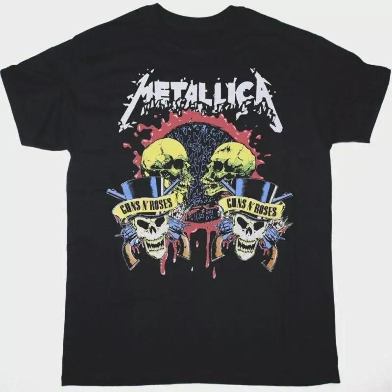 Metallica Guns N Roses Тур 1992 года Черная Унисекс Рок Футболка Унисекс Футболка XXL