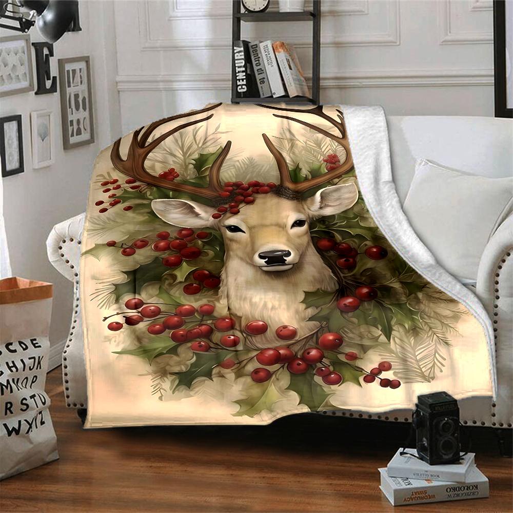 1Pc Christmas Candy Canes Blanket Soft And Comfortable Casual Warm Camping Travel Christmas Halloween Gift M91741