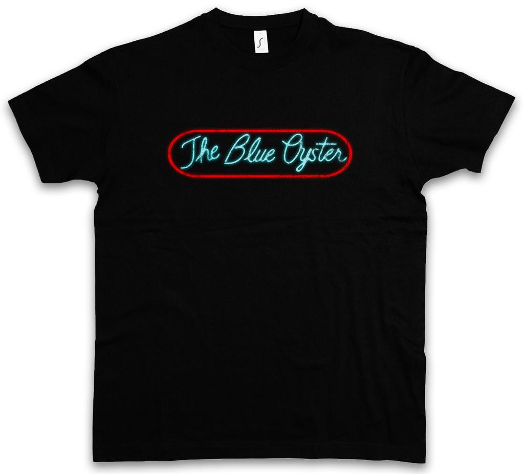 DAS BLUE OYSTER T-SHIRT Polizei Club Symbol Leuchtreklame Logo Akademie Schwulenbar