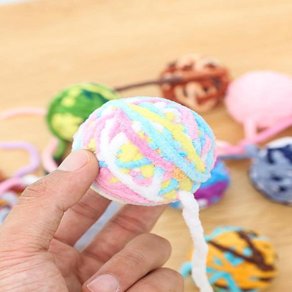 1pc-Colorful Interactive Cat Toy Ball - Fun Plush Kitten Chew Soft Pet Supplies Ideal for Kittens' Entertainment and Teething