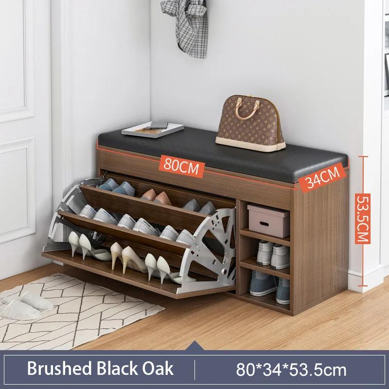 Leather Shoes Cupboards Furniture Simple Entrance Ultra Thin Flip Shoe Rack for Hallway Large Capacity Storage Hallway Bench