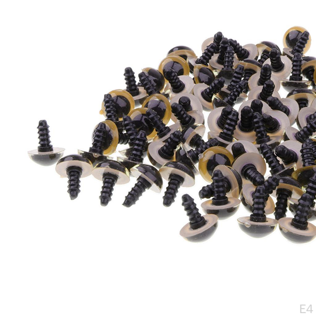 100 Pieces 8-14mm Safety Eyes With Washers For Teddy Bear Animal Dolls Making