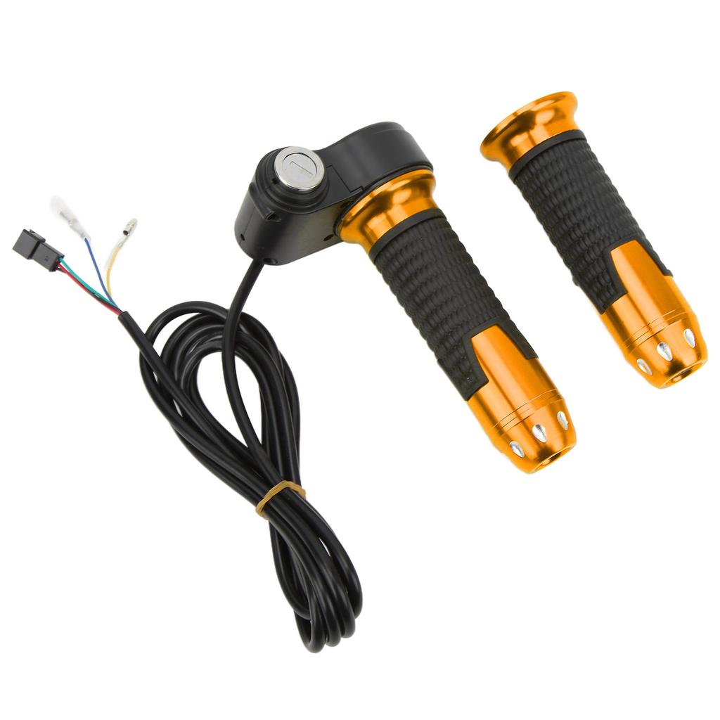 1 Pair 12V‑99V Throttle Grips Universal Twist Throttle Accelerator Grip Handlebar with Keys for Electric Bike