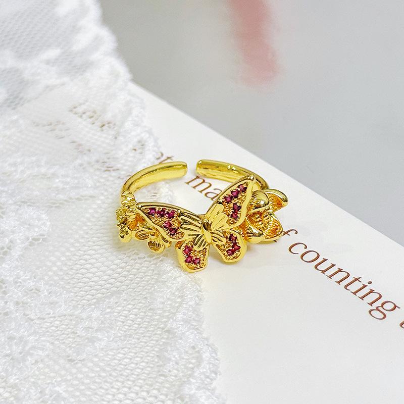 Medieval Vintage Butterfly Series Zir*****Pen Ring Personalized Retro Niche High-End Ring