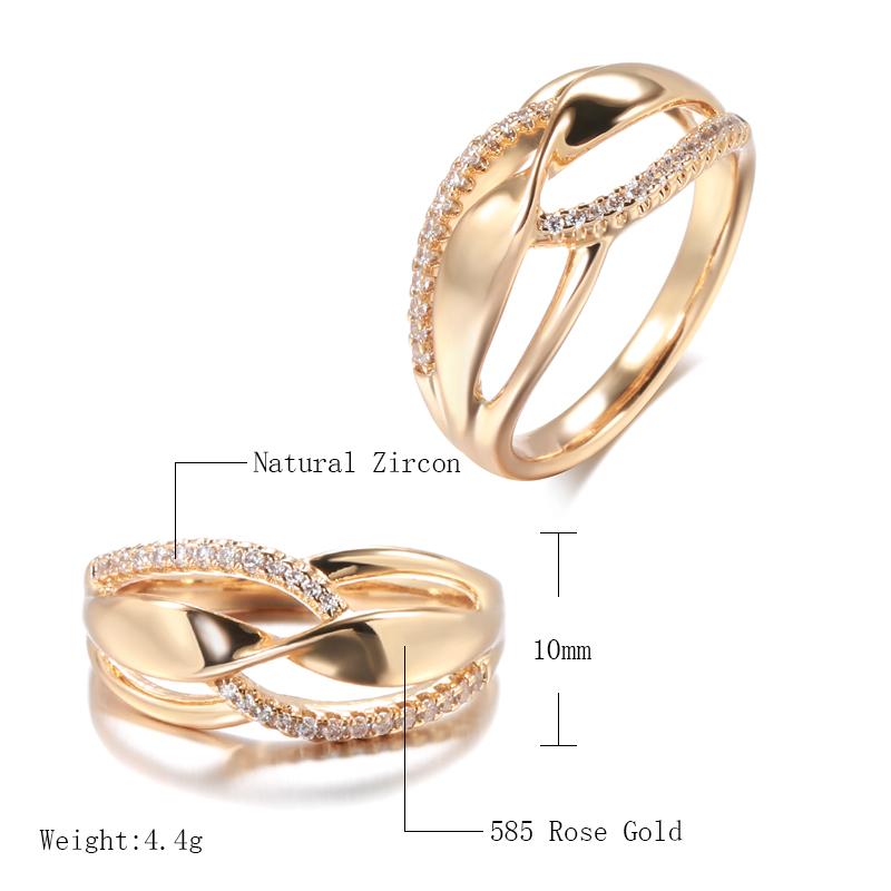 Trend  Rose Gold Color Wave Rings For Women Geometric Hollow Natural Zircon Ring Daily Easy Matching Fine Jewelry