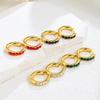 Super Flash Color Zircon Circle Earrings Titanium Steel Earrings Wind Does Not Fade