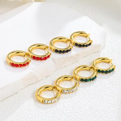Super Flash Color Zircon Circle Earrings Titanium Steel Earrings Wind Does Not Fade