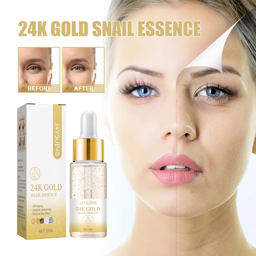 24K Gold Facial Essence Hydrates, Moisturizes, Fades Wrinkles, Deep Cleanses, Shrinks Pores, Brightens Skin