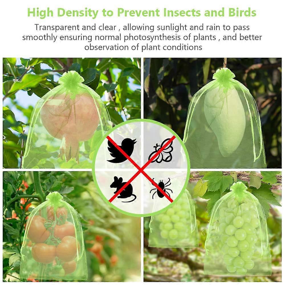Fruit Protection Bags, 50pcs Fruit Netting Bags with Drawstring, Garden Fruit Cover Mesh Bag