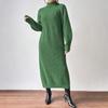 Damen Übergroßer Hoher Kragen Langarm Strickpullover Kleid Einfarbige Große Größen Lockerer Schnitt Winter Midi Maxi
