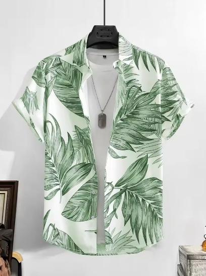 Leaving Tropical Men's Vacation Hawaii 3D Printed Shirt Outdoor Vacation Beach Summer Casual Lapel Short Sleeves