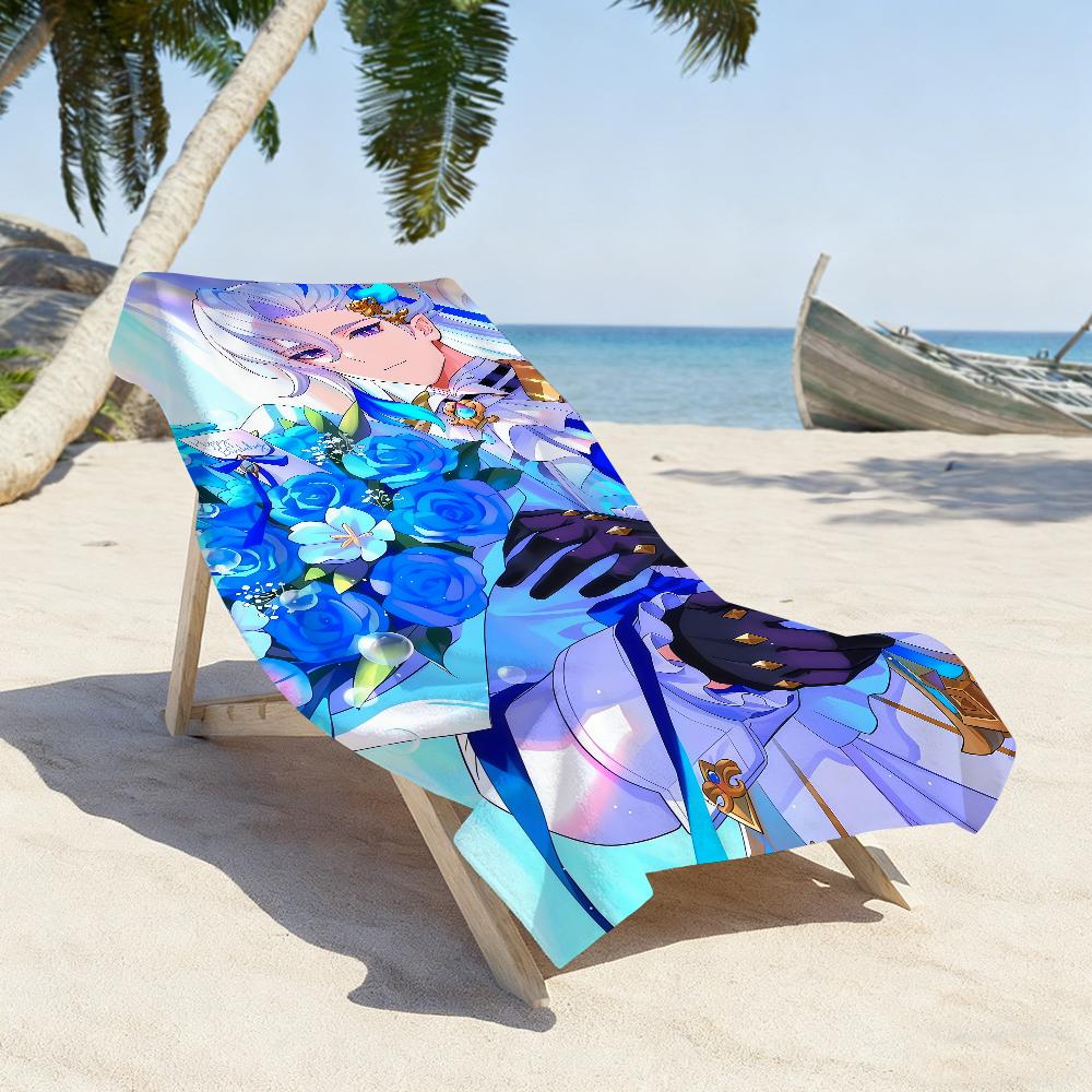 Game Genshin Impact Neuvillette Towel Sports Quick Dry Travel Camping Gear Sandproof Soft Light Large Beach Towel