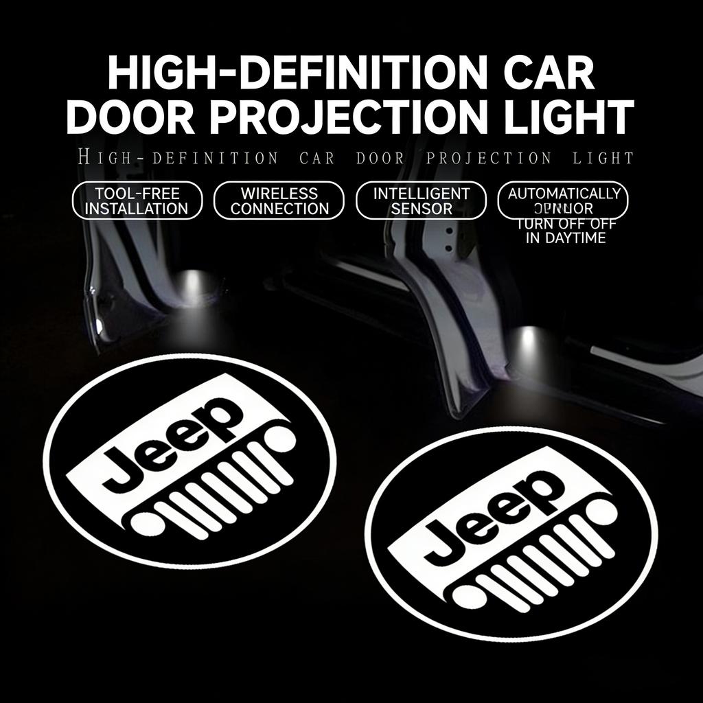 HD Wireless Car Door Welcome Projector Light for Jeep Renegade Wrangler JK JL Grand Cherokee Compass Patriot Car Accessories