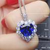 Wish Inlaid Royal Blue Love-shaped Necklace Female Exquisite OL Temperament Engagement Collarbone Chain