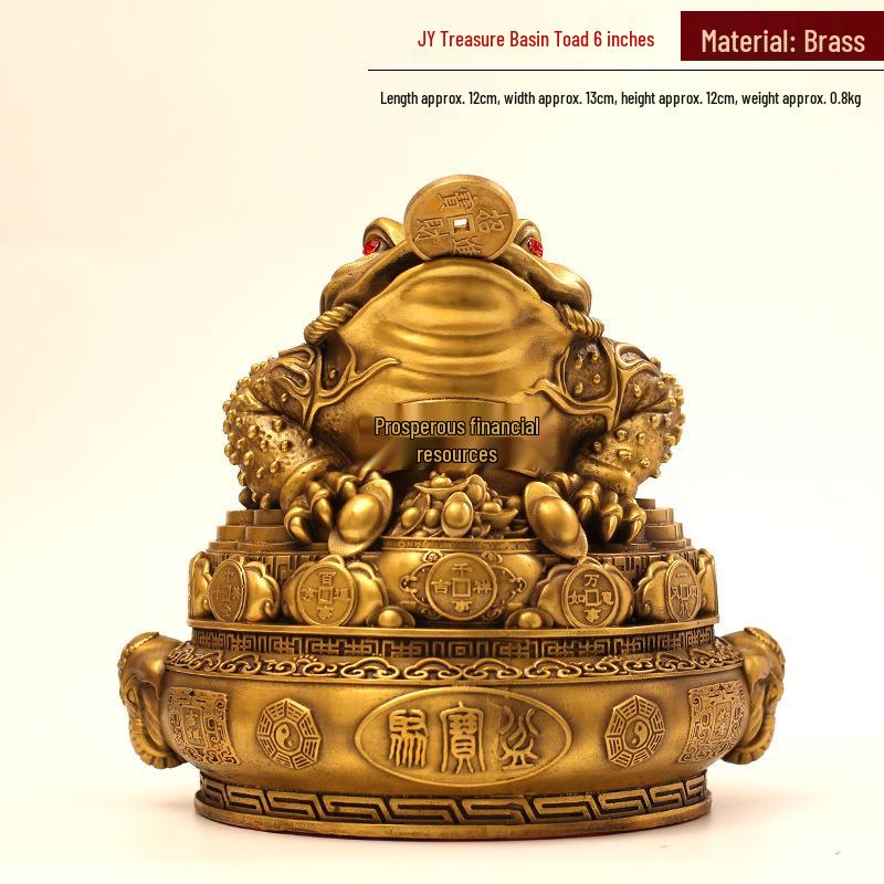 Golden Toad Brass Treasure Basin Ornament - Perfect for Home, Office, or Gift