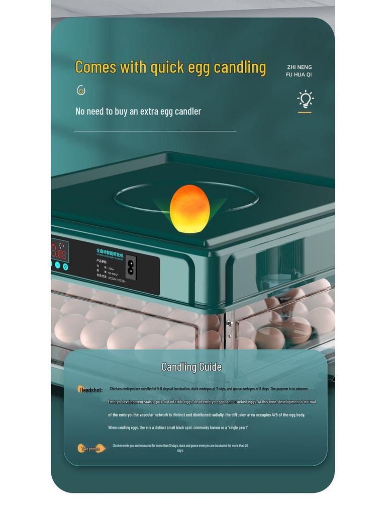 Incubator de Ouă Compact Inteligent pentru Acasă - Automat pentru Ouă de Găină, Rață, Gâscă