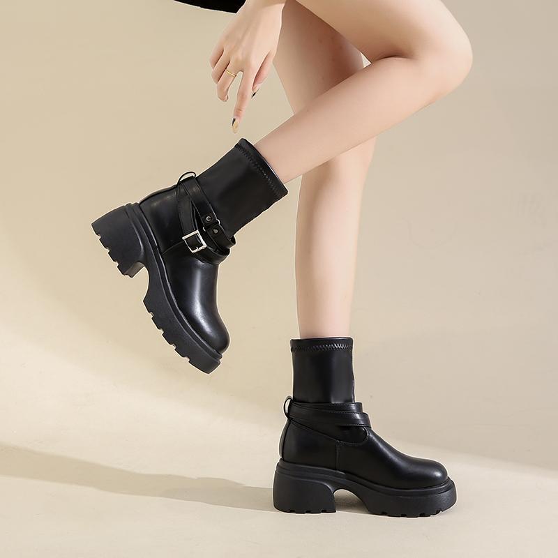 British style platform casual short boots 2025 new autumn campus fashion trend flat bottom heightening Martin boots