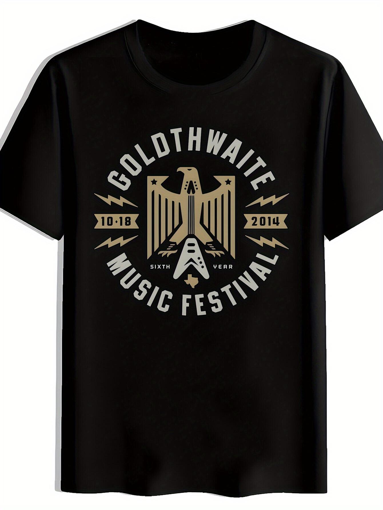 

Vintage Rock Band Graphic T-shirt - Black Short Sleeve Round Neck Casual Summer Tee with S