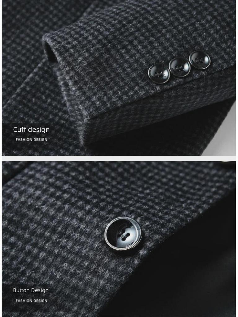 Męska wełniana marynarka w pepitkę - Kolekcja Jesień/Zima 2024 dla mężczyzn w średnim wieku i młodych dorosłych