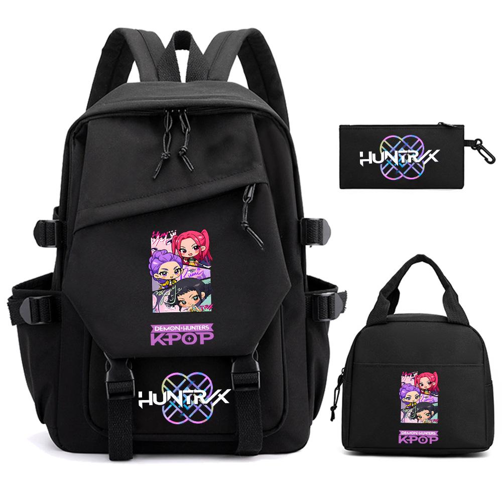 3Pcs/set Anime Cartoon K-Pop Demon Hunters Printed Backpack for Teenger Children Student Schoolbag Girl Women Large Capacity Waterproof Travel Bag