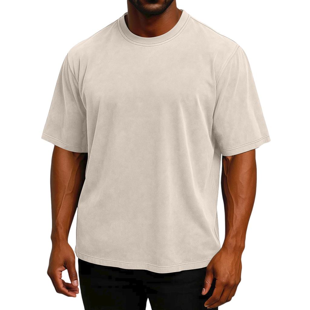 Men's Short Sleeved Retro Cotton T-shirt Loose Half Sleeve