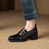 Fashion 2025 New Women Pumps Pointed Toe Women Shoes Chunky Heel Loafers Fashion High Heels Split Leather Ladies Shoes Big Size 43