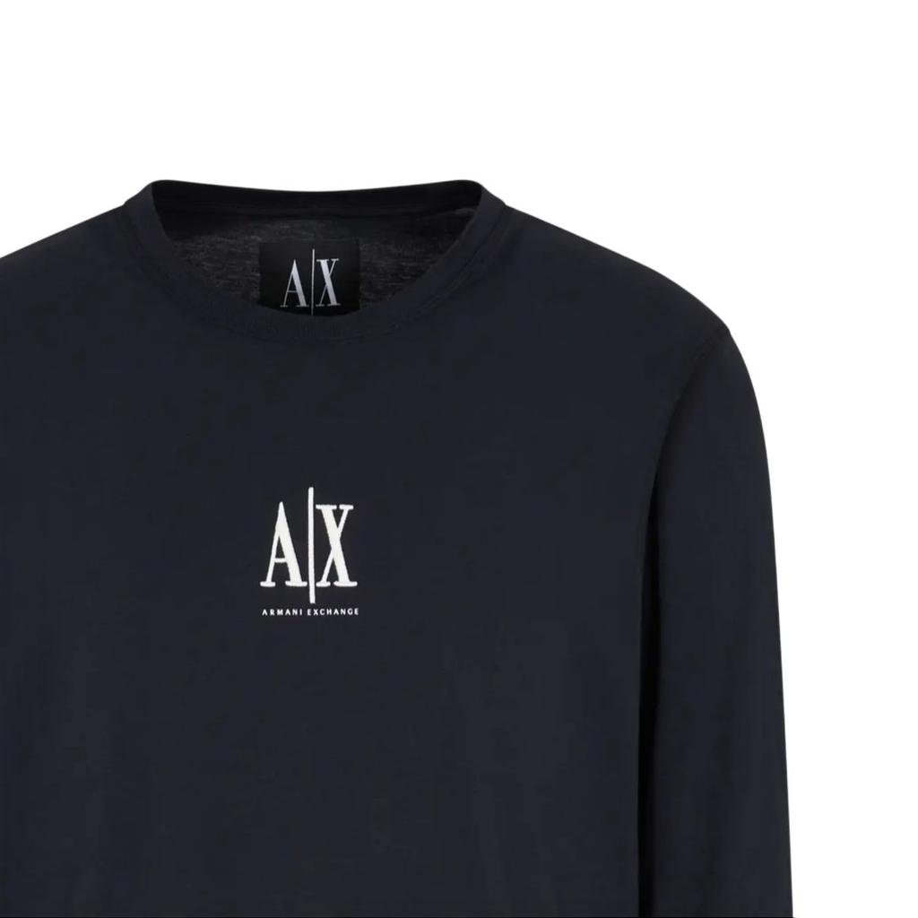 Emporio Armani Letter Embroidered Crew Neck Long Sleeve T-Shirt Men tops Navy-Blue XM000364-AF12308-UB101