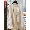 2026 Women's Spring/Summer Layered Pure Linen Vest Shawl - High-End Sleeveless Jacket
