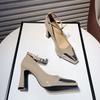 Fashion Metallic Pointed-toe High Heels Autumn New Shallow-mouthed One-band Anti-slip Wear-resistant Single Shoes