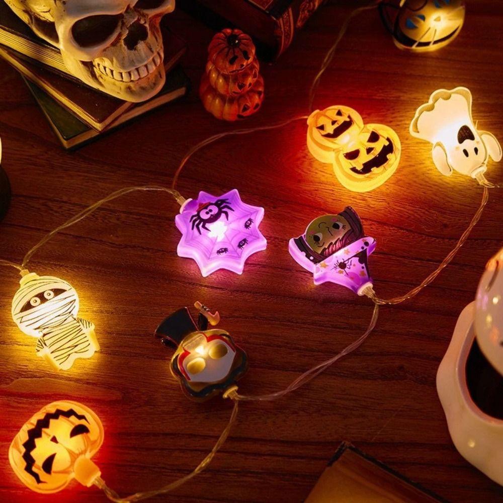 

Pumpkin Ghost Spider Web Shaped Hanging Lamp Colorful Night Light Outdoor S-B