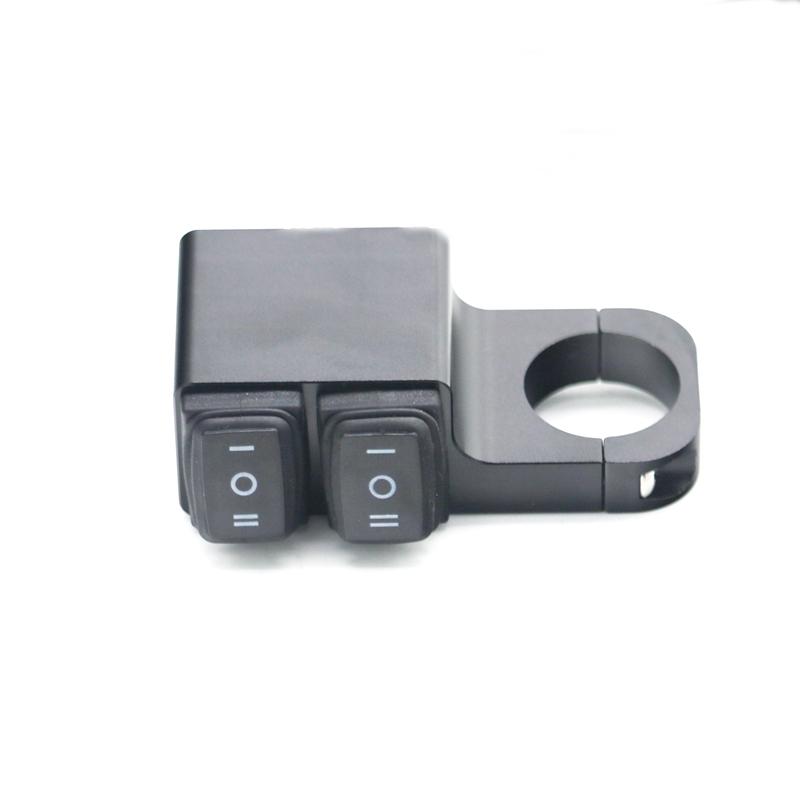 LMoDri Waterproof Motorcycle ATV 22mm Handlebar Double Control On-Off-On Button Switch Headlight Hazard Brake Fog Light