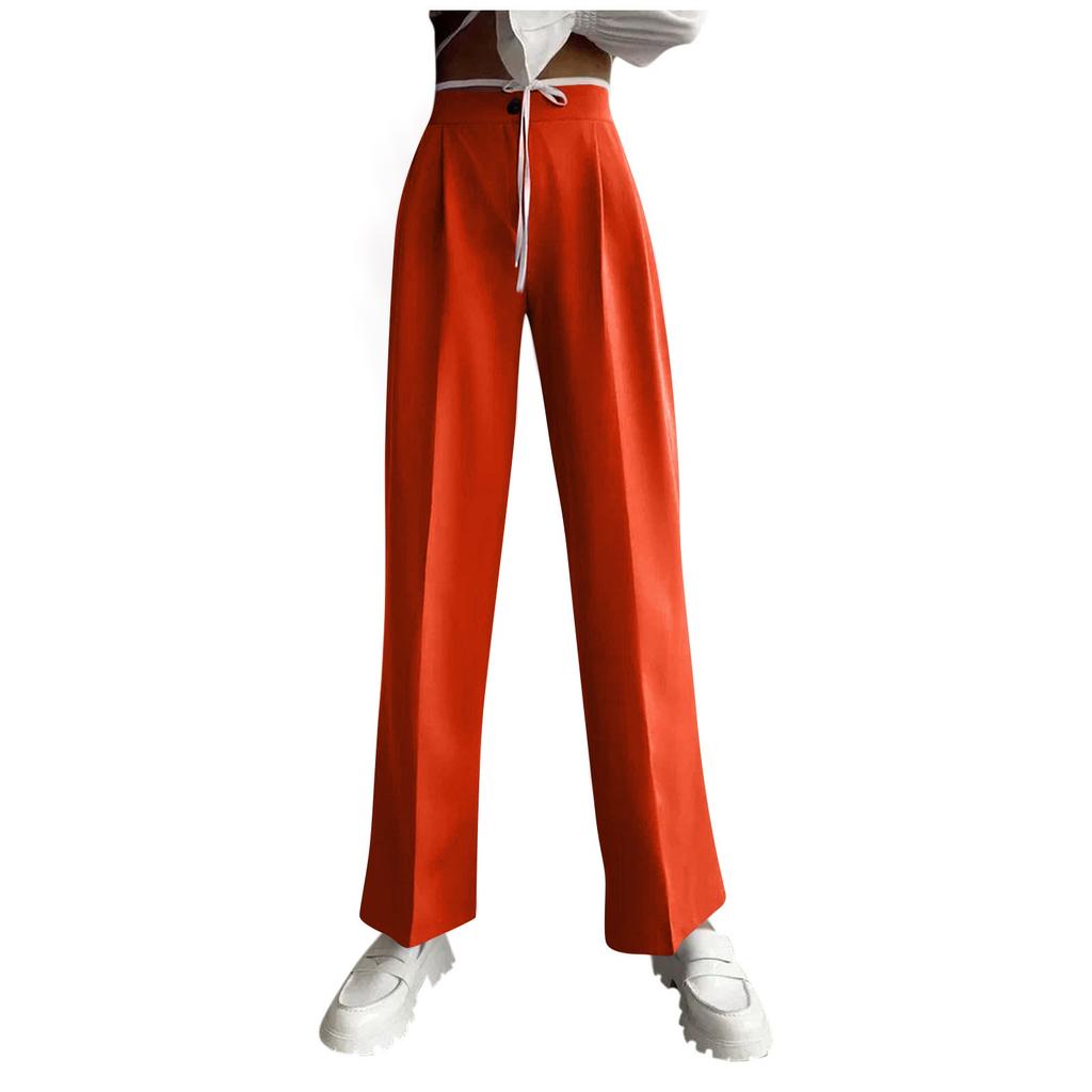 Women's Spring Summer Autumn Solid Color Suit Pants Elastic Waist Casual Pants