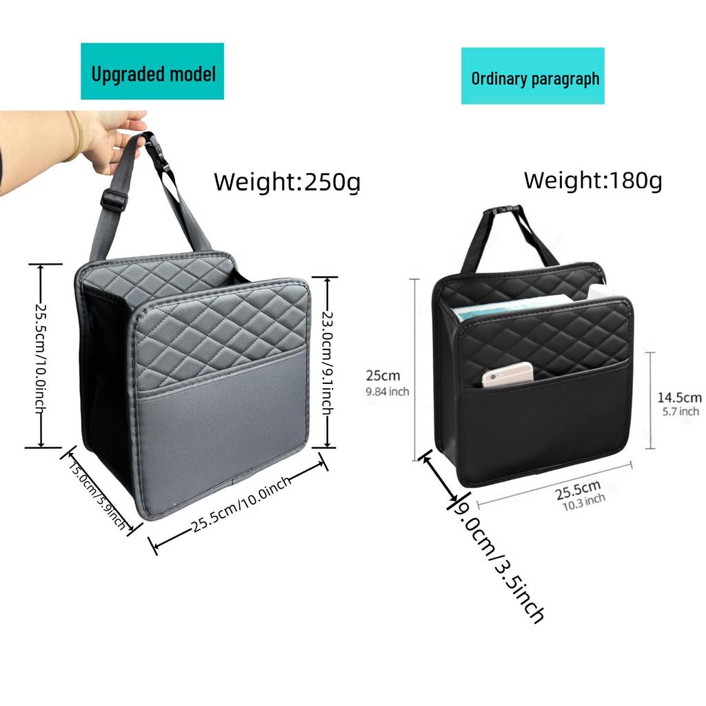 Suede Car Seat Back Organizer with Cup Holder & Multi-Grid Storage