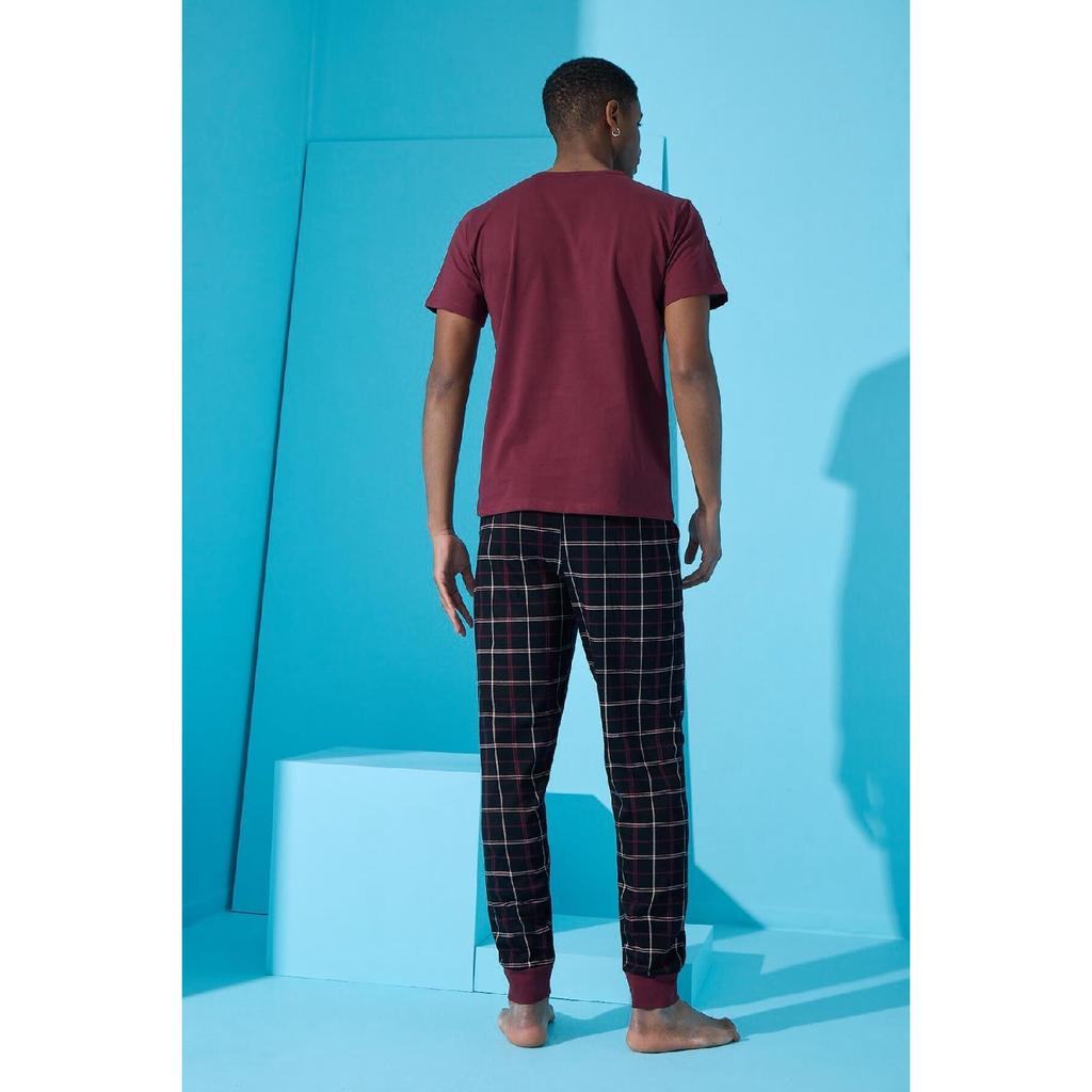 Kurzärmliges Herren-Pyjama-Set mit Dogg-Print in Schwarz