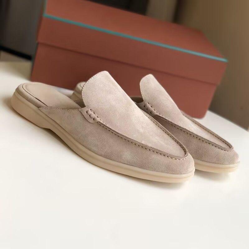 Pánské letní nazouvací pantofle s plochým podpatkem a uzavřenou špičkou v černé, šedé a kávové barvě