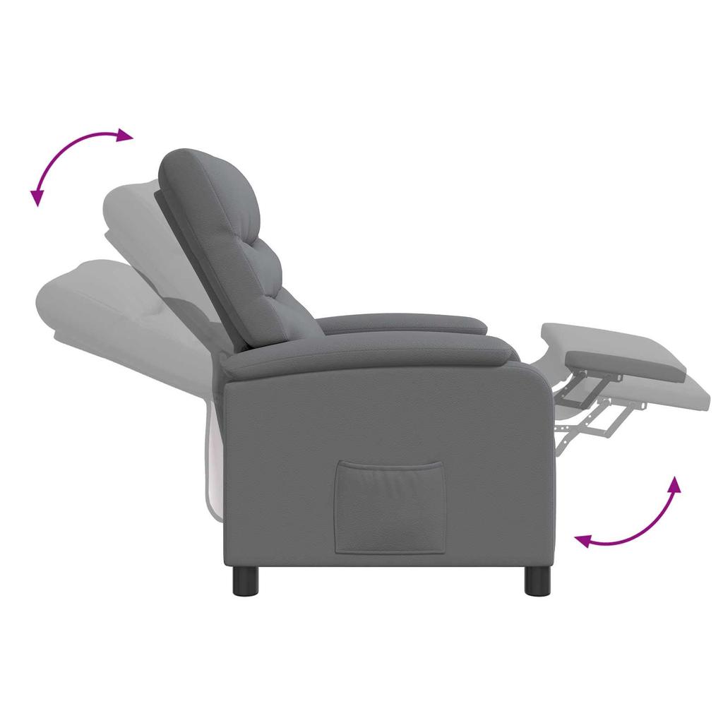 Recliner Chair Gray Faux Leather